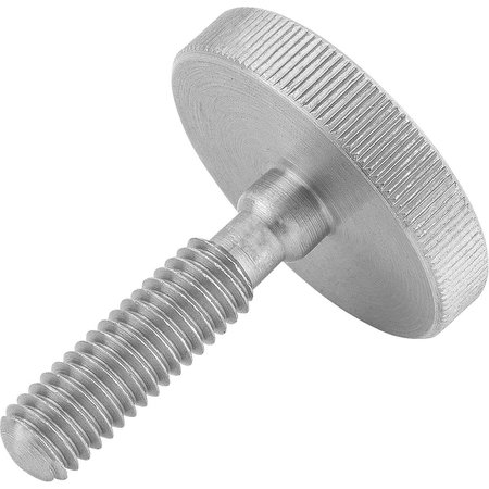 Thumb Screw, M5 Thread Size, Bright Steel, 7 mm Head Ht, 25 mm Lg